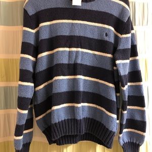 Navy Striped Polo Vintage Crew Neck Sweater